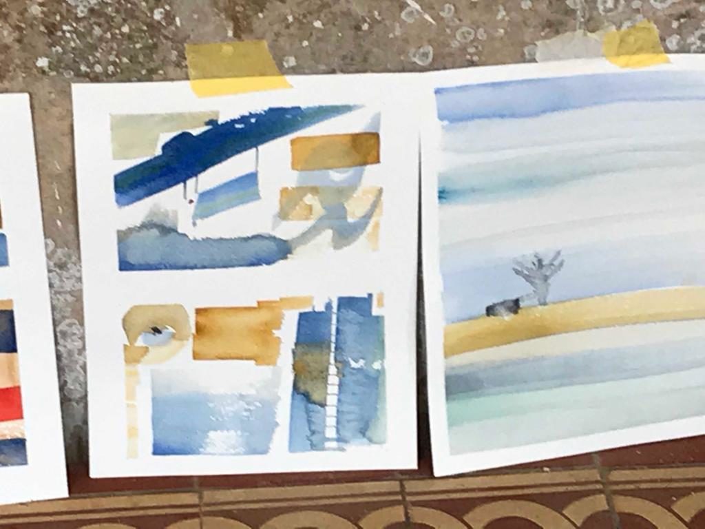 Some of Silvia's watercolour paintings during the workshop at Bonnevaux